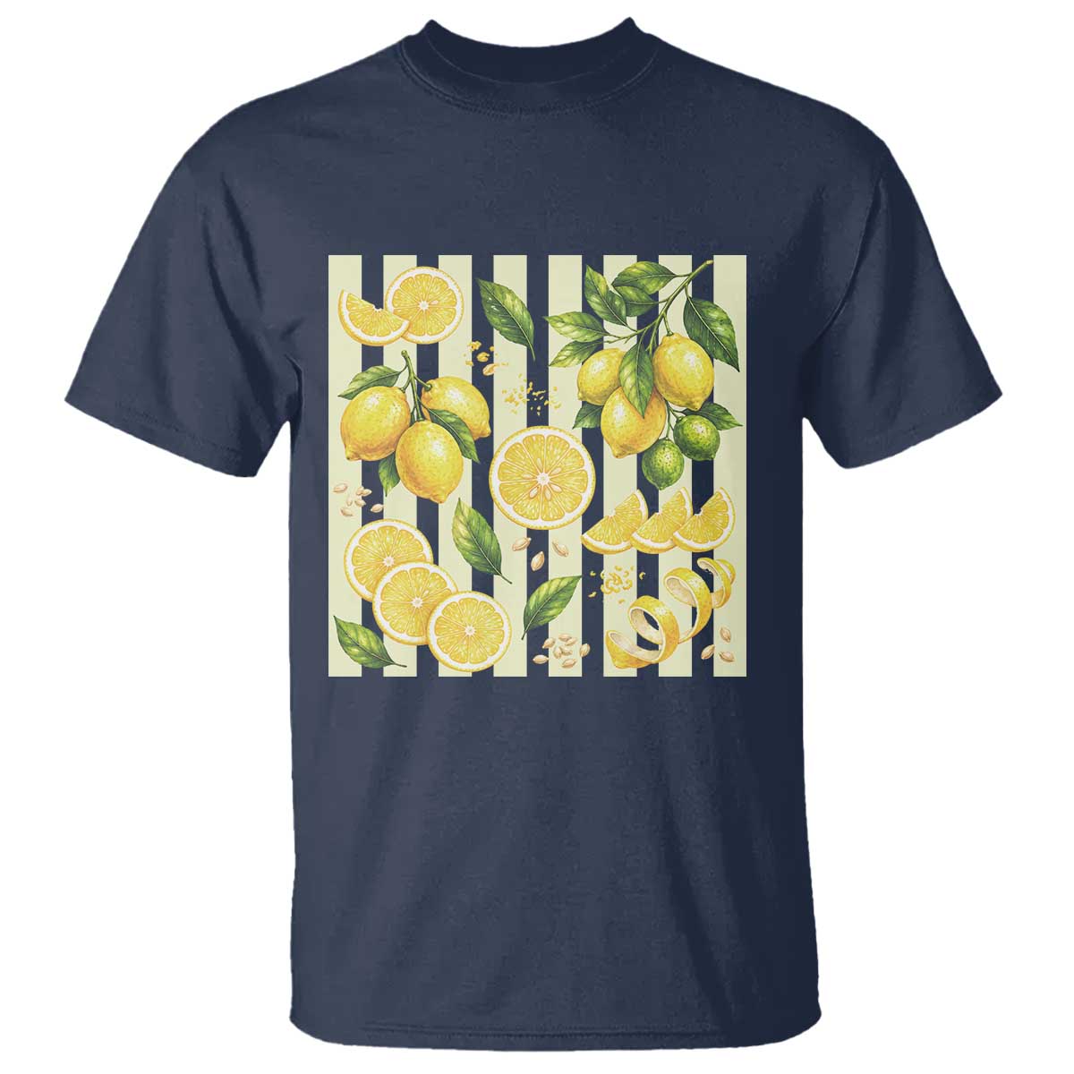 Striped Summer Lemon T Shirt Citrus Fruit Lover Gift