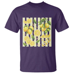 Striped Summer Lemon T Shirt Citrus Fruit Lover Gift