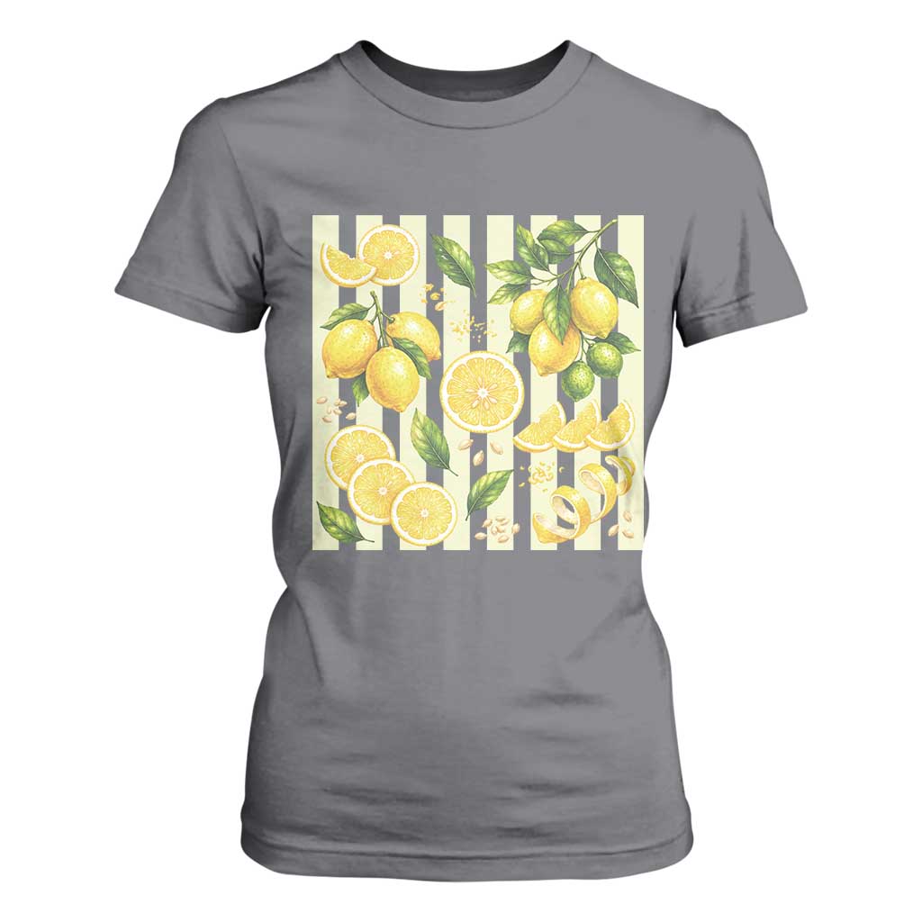 Striped Summer Lemon T Shirt For Women Citrus Fruit Lover Gift