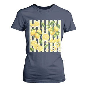 Striped Summer Lemon T Shirt For Women Citrus Fruit Lover Gift
