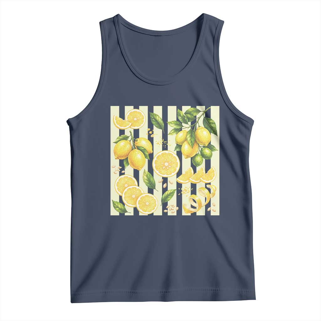 Striped Summer Lemon Tank Top Citrus Fruit Lover Gift