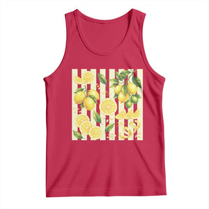 Striped Summer Lemon Tank Top Citrus Fruit Lover Gift