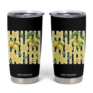 Striped Summer Lemon Tumbler Cup Citrus Fruit Lover Gift