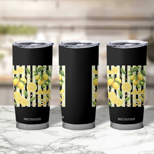 Striped Summer Lemon Tumbler Cup Citrus Fruit Lover Gift