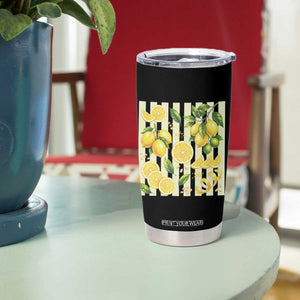 Striped Summer Lemon Tumbler Cup Citrus Fruit Lover Gift