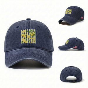 Striped Summer Lemon Washed Cotton Baseball Cap Citrus Fruit Lover Gift