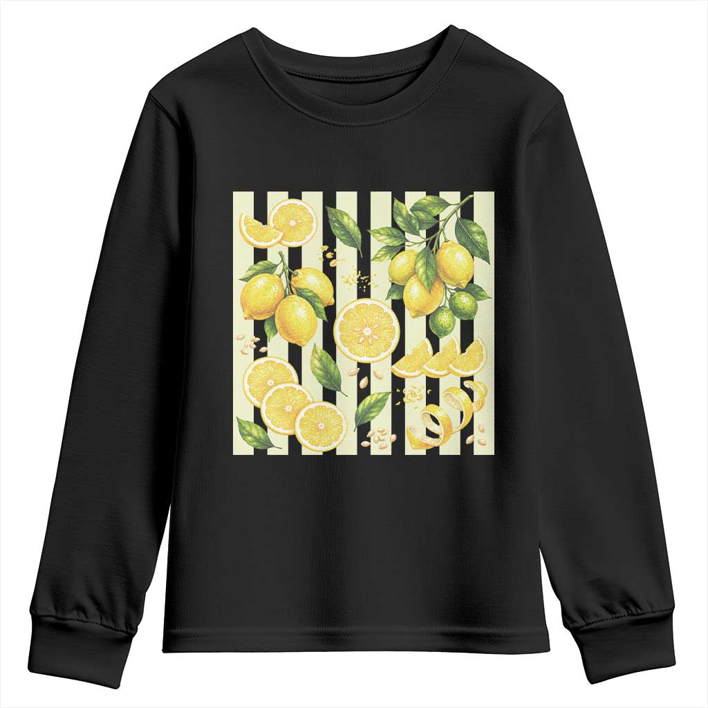 Striped Summer Lemon Youth Sweatshirt Citrus Fruit Lover Gift TS12 Black Print Your Wear