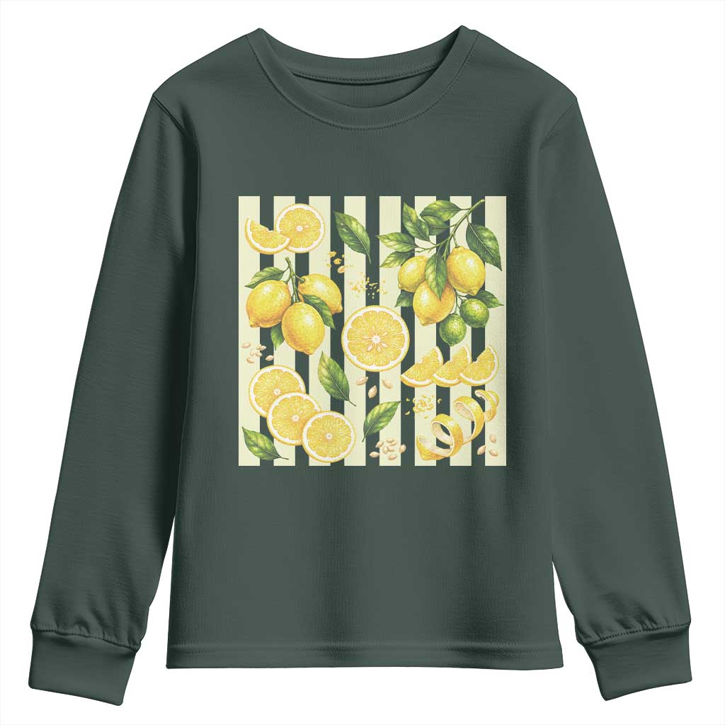 Striped Summer Lemon Youth Sweatshirt Citrus Fruit Lover Gift