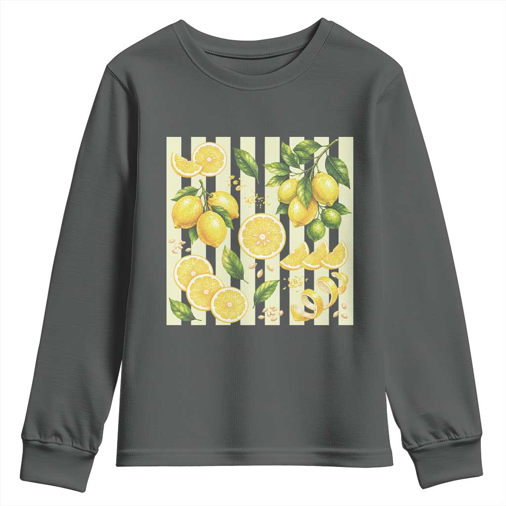 Striped Summer Lemon Youth Sweatshirt Citrus Fruit Lover Gift