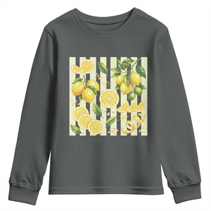 Striped Summer Lemon Youth Sweatshirt Citrus Fruit Lover Gift