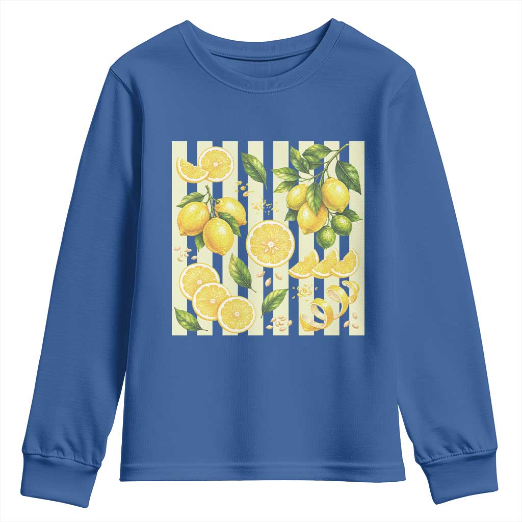 Striped Summer Lemon Youth Sweatshirt Citrus Fruit Lover Gift