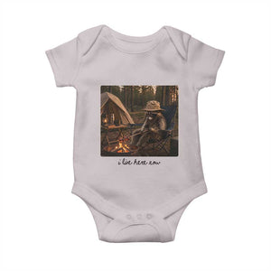 Funny Camping Raccoon Baby Onesie I Live Here Now Outdoor Lover