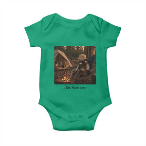 Funny Camping Raccoon Baby Onesie I Live Here Now Outdoor Lover