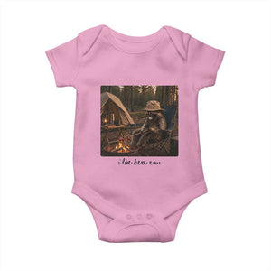 Funny Camping Raccoon Baby Onesie I Live Here Now Outdoor Lover