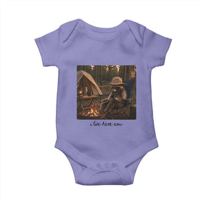 Funny Camping Raccoon Baby Onesie I Live Here Now Outdoor Lover