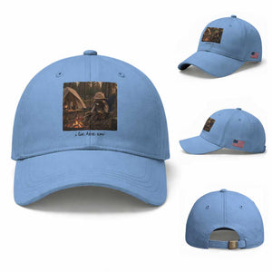 Funny Camping Raccoon Baseball Cap I Live Here Now Outdoor Lover