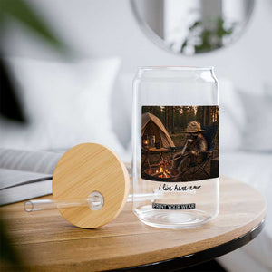 Funny Camping Raccoon Glass Can I Live Here Now Outdoor Lover