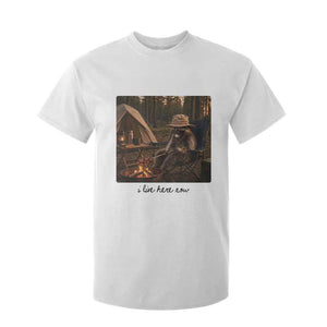 Funny Camping Raccoon T Shirt For Kid I Live Here Now Outdoor Lover