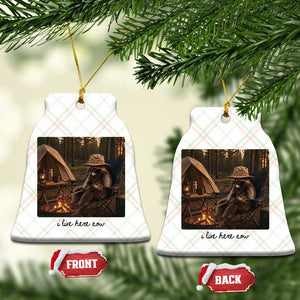 Funny Camping Raccoon Ceramic Ornament I Live Here Now Outdoor Lover