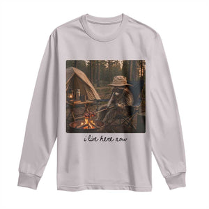 Funny Camping Raccoon Long Sleeve Shirt I Live Here Now Outdoor Lover