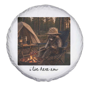 Funny Camping Raccoon Spare Tire Cover I Live Here Now Outdoor Lover