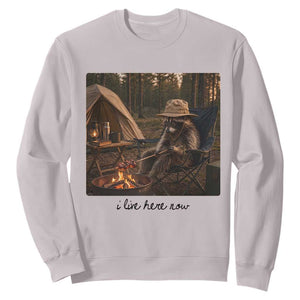 Funny Camping Raccoon Sweatshirt I Live Here Now Outdoor Lover