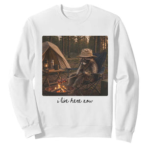 Funny Camping Raccoon Sweatshirt I Live Here Now Outdoor Lover