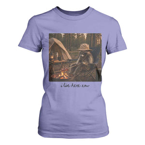 Funny Camping Raccoon T Shirt For Women I Live Here Now Outdoor Lover