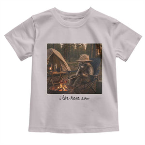 Funny Camping Raccoon Toddler T Shirt I Live Here Now Outdoor Lover