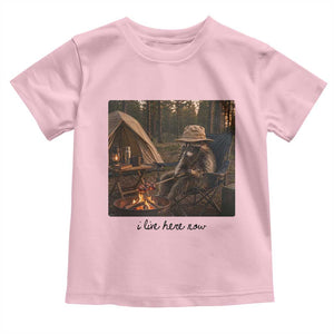 Funny Camping Raccoon Toddler T Shirt I Live Here Now Outdoor Lover