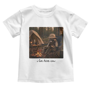 Funny Camping Raccoon Toddler T Shirt I Live Here Now Outdoor Lover