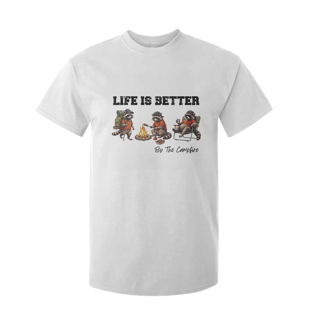 Funny Camping Raccoon T Shirt For Kid Life Is Better By The Campfire
