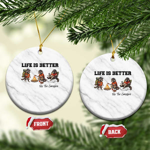 Funny Camping Raccoon Ceramic Ornament Life Is Better By The Campfire
