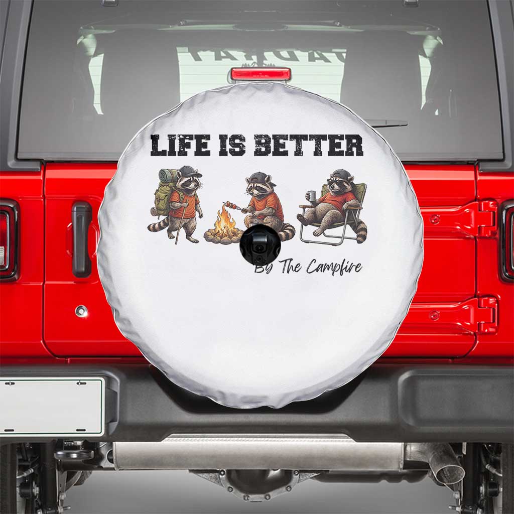 Funny Camping Raccoon Spare Tire Cover Life Is Better By The Campfire