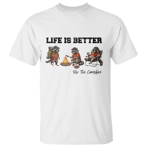 Funny Camping Raccoon T Shirt Life Is Better By The Campfire