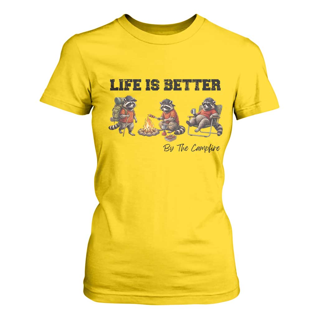 Funny Camping Raccoon T Shirt For Women Life Is Better By The Campfire