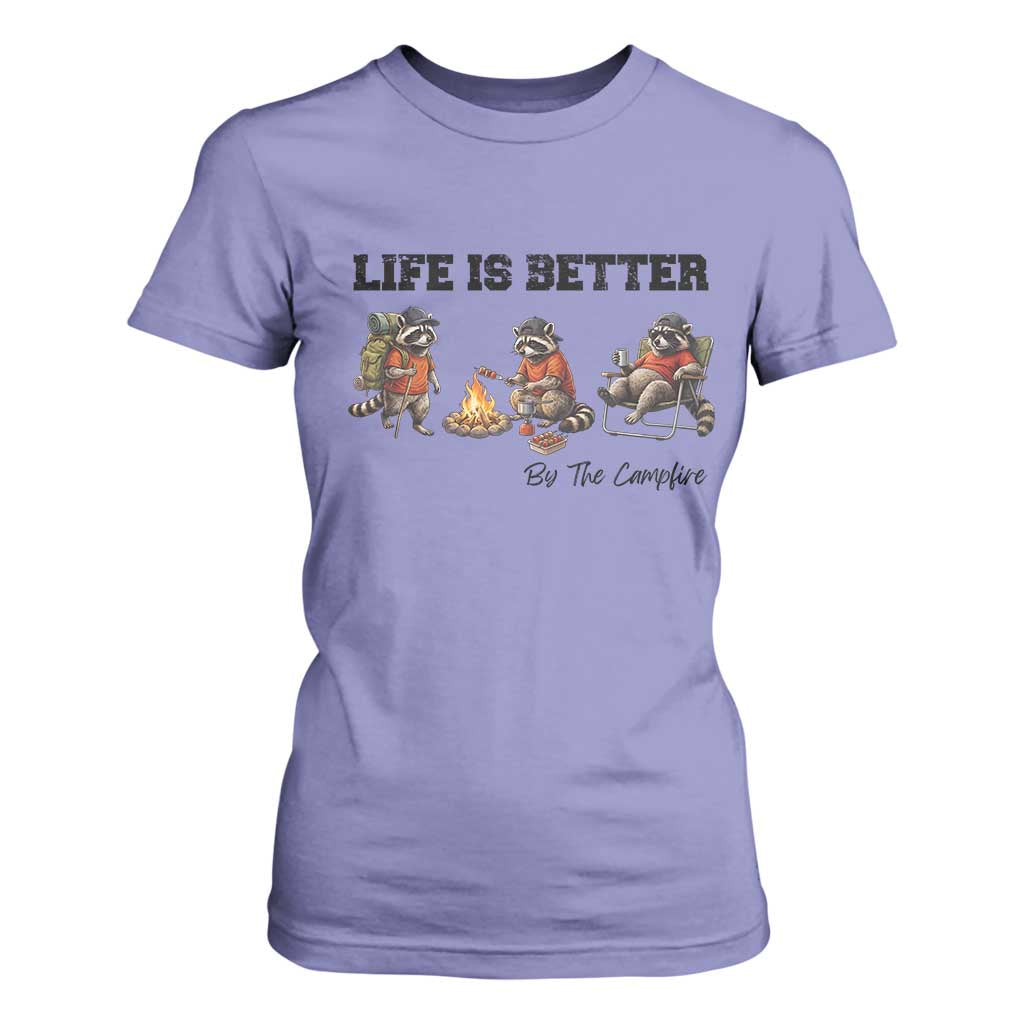Funny Camping Raccoon T Shirt For Women Life Is Better By The Campfire