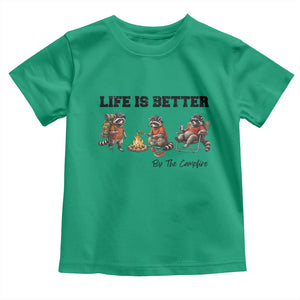 Funny Camping Raccoon Toddler T Shirt Life Is Better By The Campfire