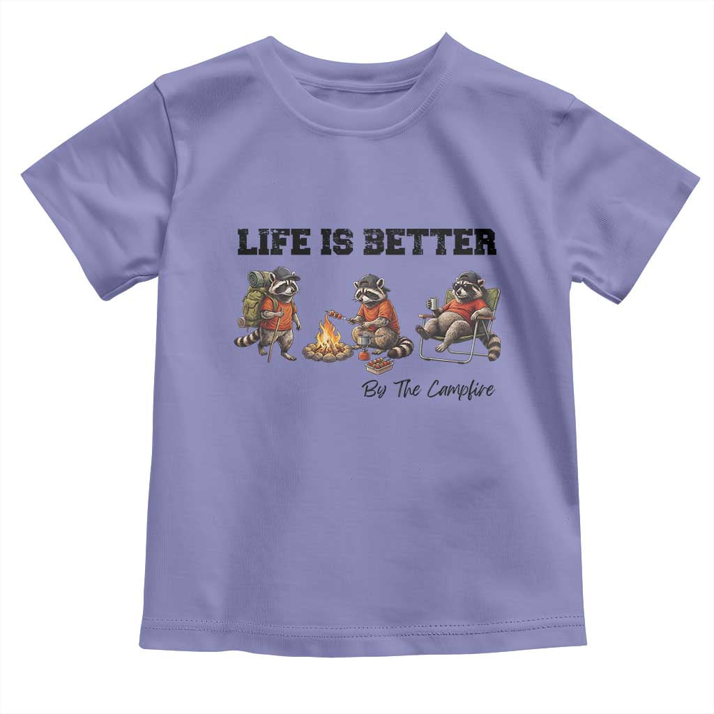 Funny Camping Raccoon Toddler T Shirt Life Is Better By The Campfire
