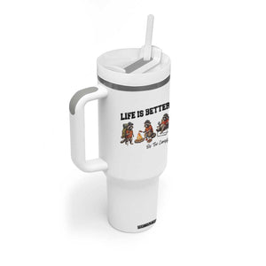 Funny Camping Raccoon Tumbler With Handle Life Is Better By The Campfire