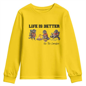Funny Camping Raccoon Youth Sweatshirt Life Is Better By The Campfire
