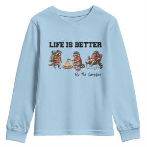 Funny Camping Raccoon Youth Sweatshirt Life Is Better By The Campfire