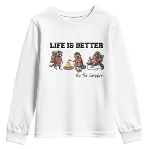 Funny Camping Raccoon Youth Sweatshirt Life Is Better By The Campfire