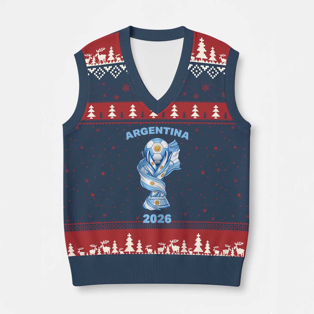 Proud Argentina Soccer 2026 V-Neck Knit Sweater Vest World Football Fan Gift TS12 Navy Red Print Your Wear