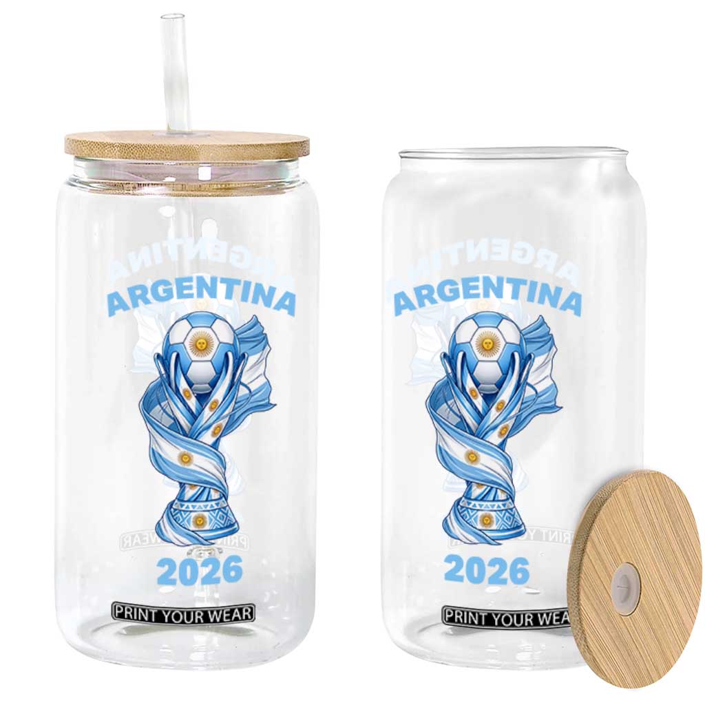 Proud Argentina Soccer 2026 Glass Can World Football Fan Gift
