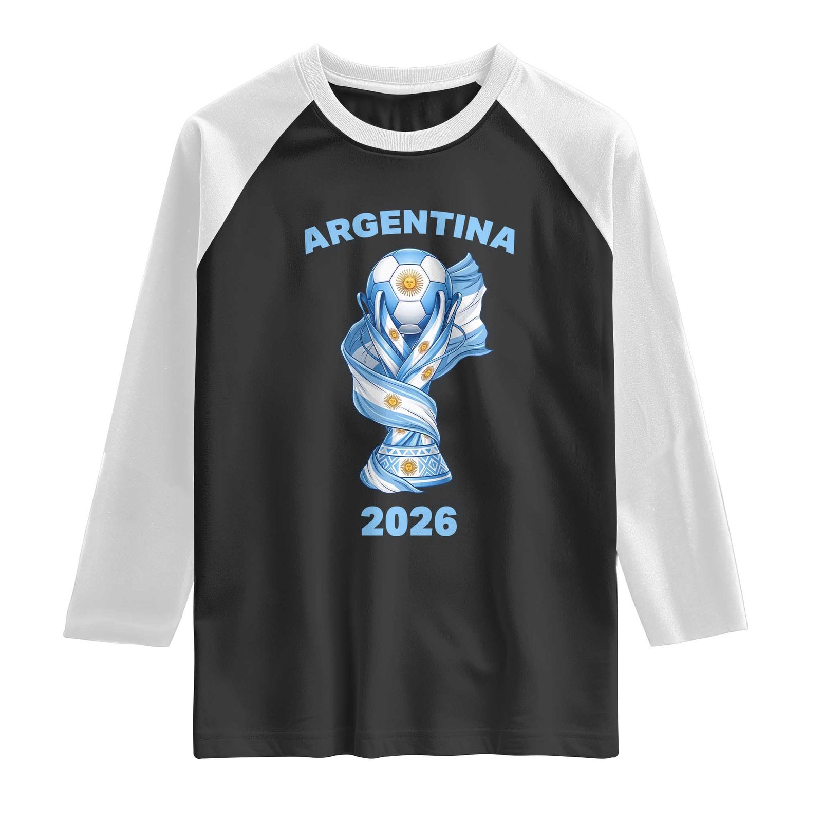 Proud Argentina Soccer 2026 Raglan Shirt World Football Fan Gift TS12 Black White Print Your Wear