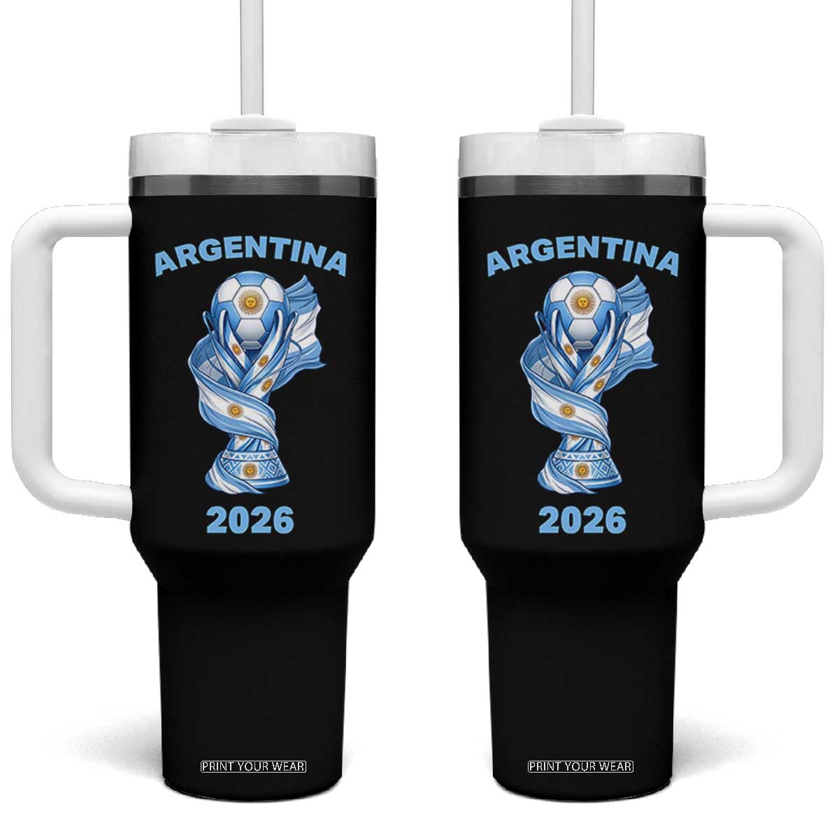 Proud Argentina Soccer 2026 Tumbler With Handle World Football Fan Gift TS12 One Size: 40 oz Black Print Your Wear