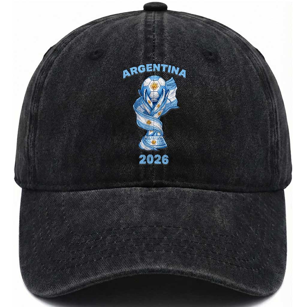 Proud Argentina Soccer 2026 Washed Cotton Baseball Cap World Football Fan Gift