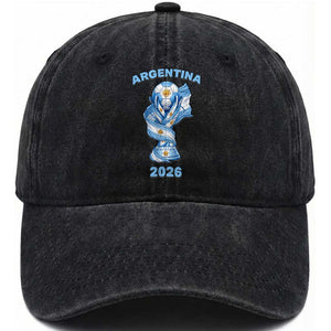 Proud Argentina Soccer 2026 Washed Cotton Baseball Cap World Football Fan Gift