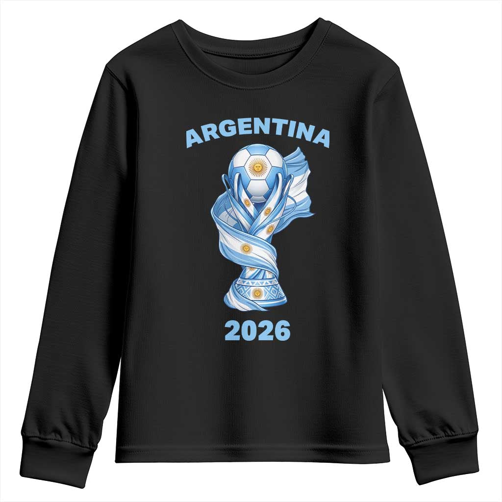 Proud Argentina Soccer 2026 Youth Sweatshirt World Football Fan Gift TS12 Black Print Your Wear